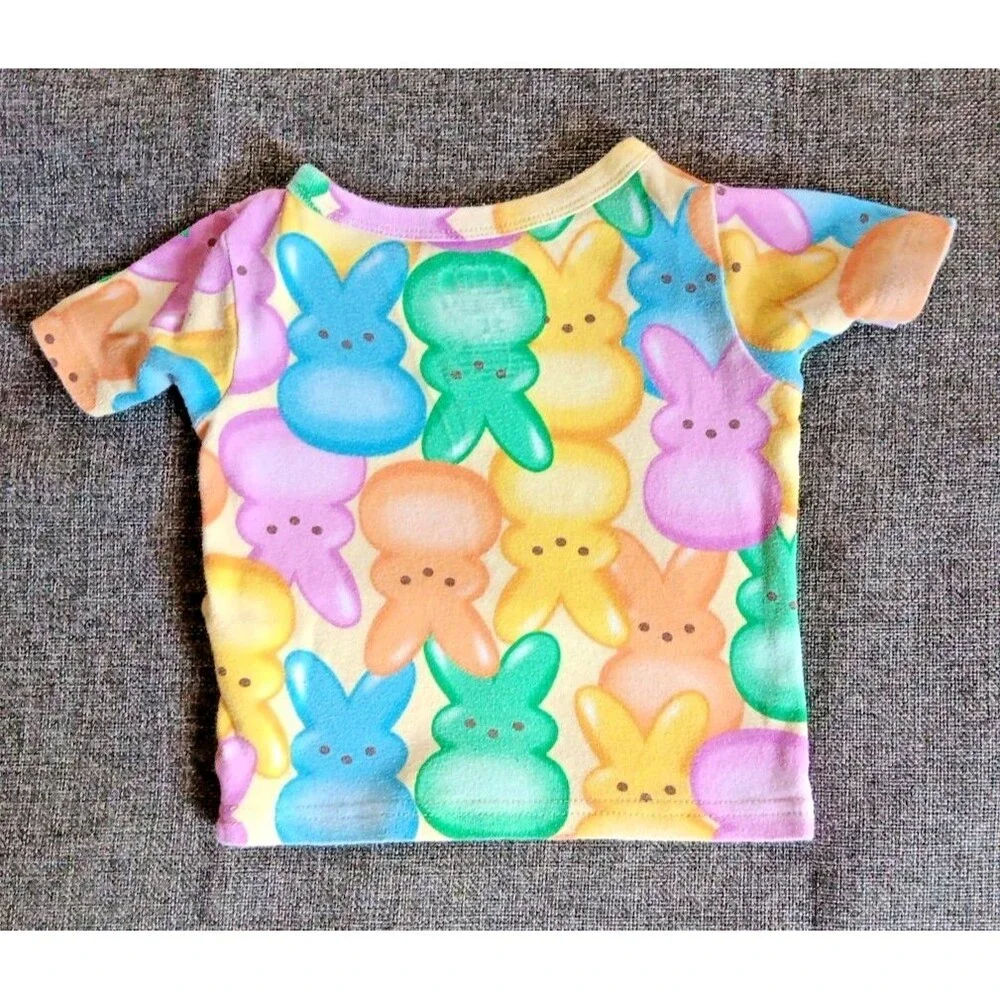 Pajamas 2T Girls Peeps bunny sleepwear 2 piece Set short sleeve long pants
